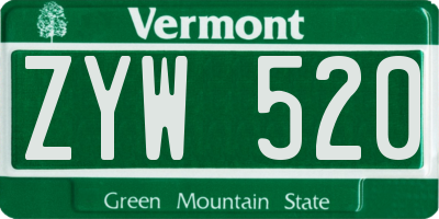 VT license plate ZYW520