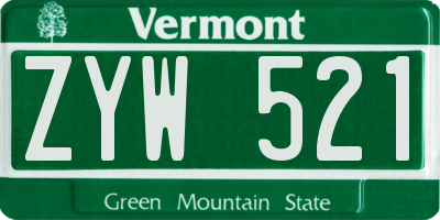 VT license plate ZYW521
