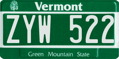 VT license plate ZYW522