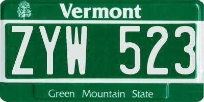 VT license plate ZYW523