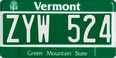 VT license plate ZYW524