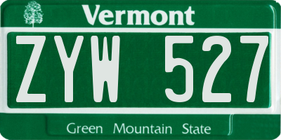 VT license plate ZYW527