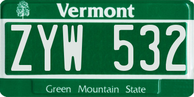 VT license plate ZYW532