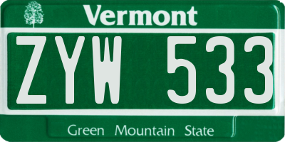 VT license plate ZYW533