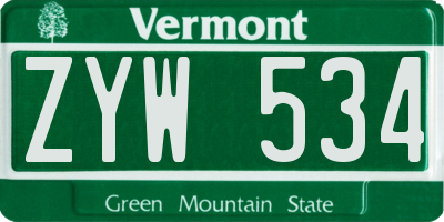 VT license plate ZYW534