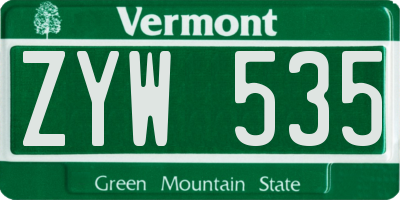 VT license plate ZYW535