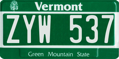 VT license plate ZYW537