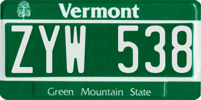 VT license plate ZYW538