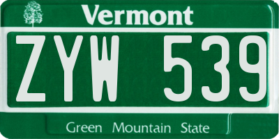 VT license plate ZYW539