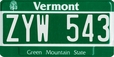 VT license plate ZYW543