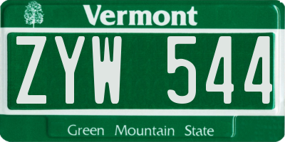 VT license plate ZYW544