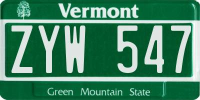 VT license plate ZYW547