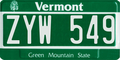 VT license plate ZYW549
