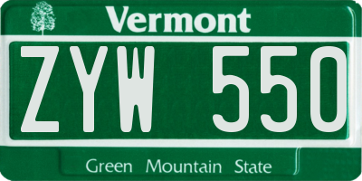 VT license plate ZYW550