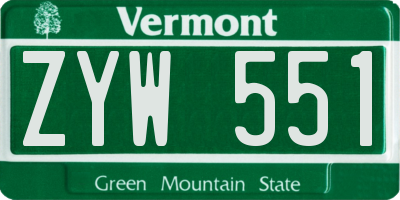 VT license plate ZYW551