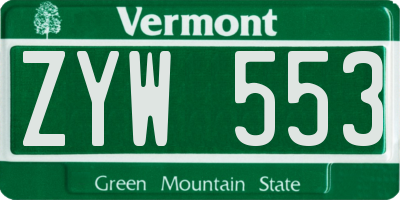 VT license plate ZYW553