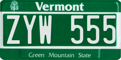 VT license plate ZYW555