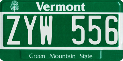 VT license plate ZYW556