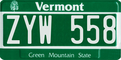 VT license plate ZYW558