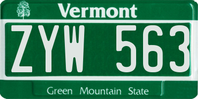 VT license plate ZYW563