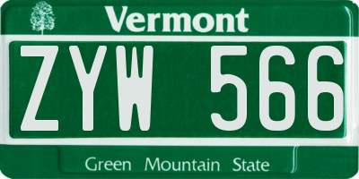 VT license plate ZYW566