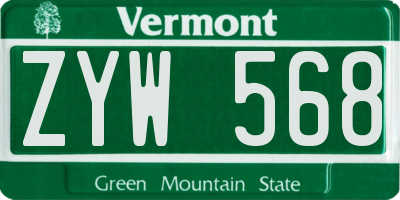 VT license plate ZYW568