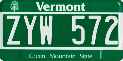 VT license plate ZYW572