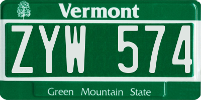 VT license plate ZYW574