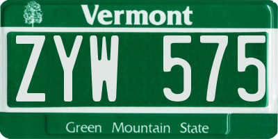 VT license plate ZYW575