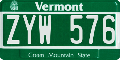 VT license plate ZYW576