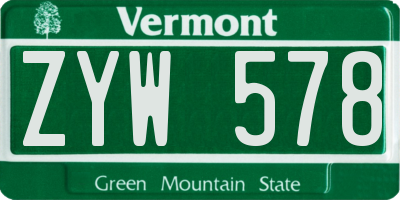 VT license plate ZYW578