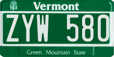 VT license plate ZYW580