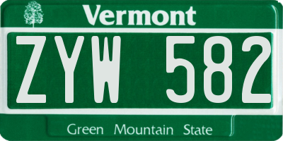 VT license plate ZYW582