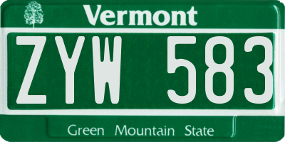 VT license plate ZYW583