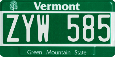 VT license plate ZYW585