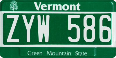 VT license plate ZYW586