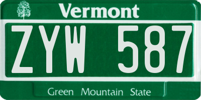VT license plate ZYW587