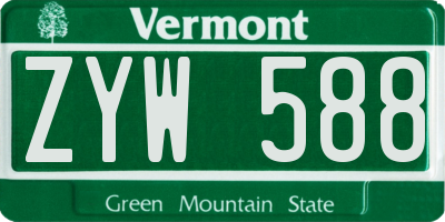 VT license plate ZYW588