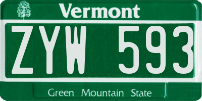 VT license plate ZYW593