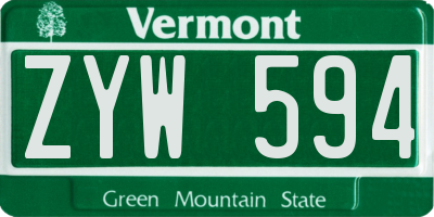 VT license plate ZYW594