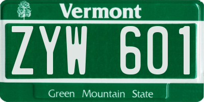 VT license plate ZYW601