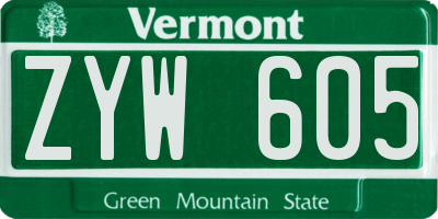 VT license plate ZYW605