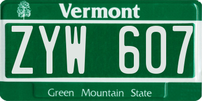 VT license plate ZYW607