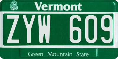 VT license plate ZYW609