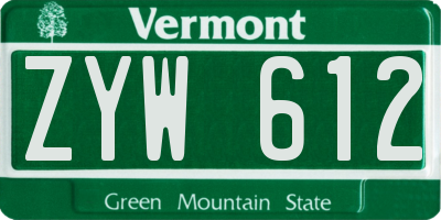 VT license plate ZYW612