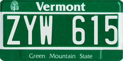 VT license plate ZYW615