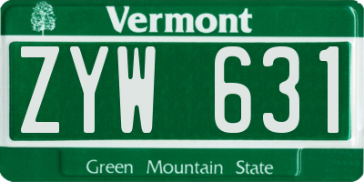 VT license plate ZYW631