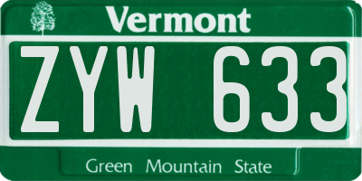 VT license plate ZYW633