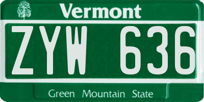 VT license plate ZYW636