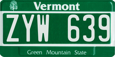 VT license plate ZYW639